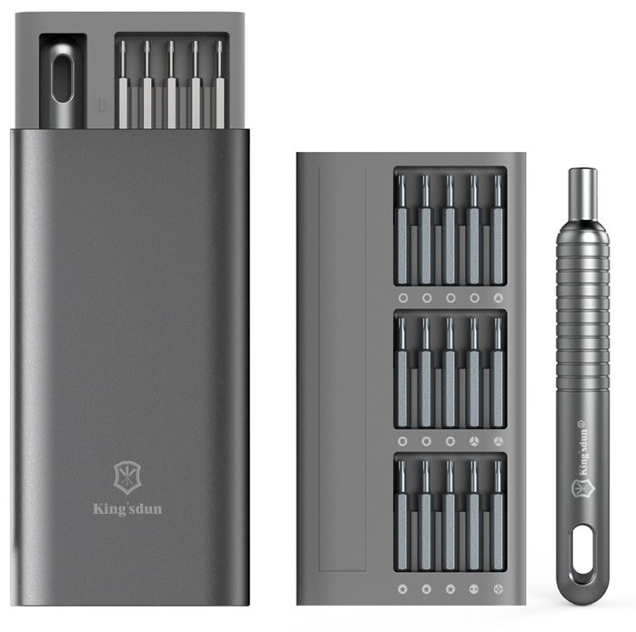 Kingsdun 31-in-1 S2 Steel Bit Precision Screwdriver Tool Set with Aluminum Case