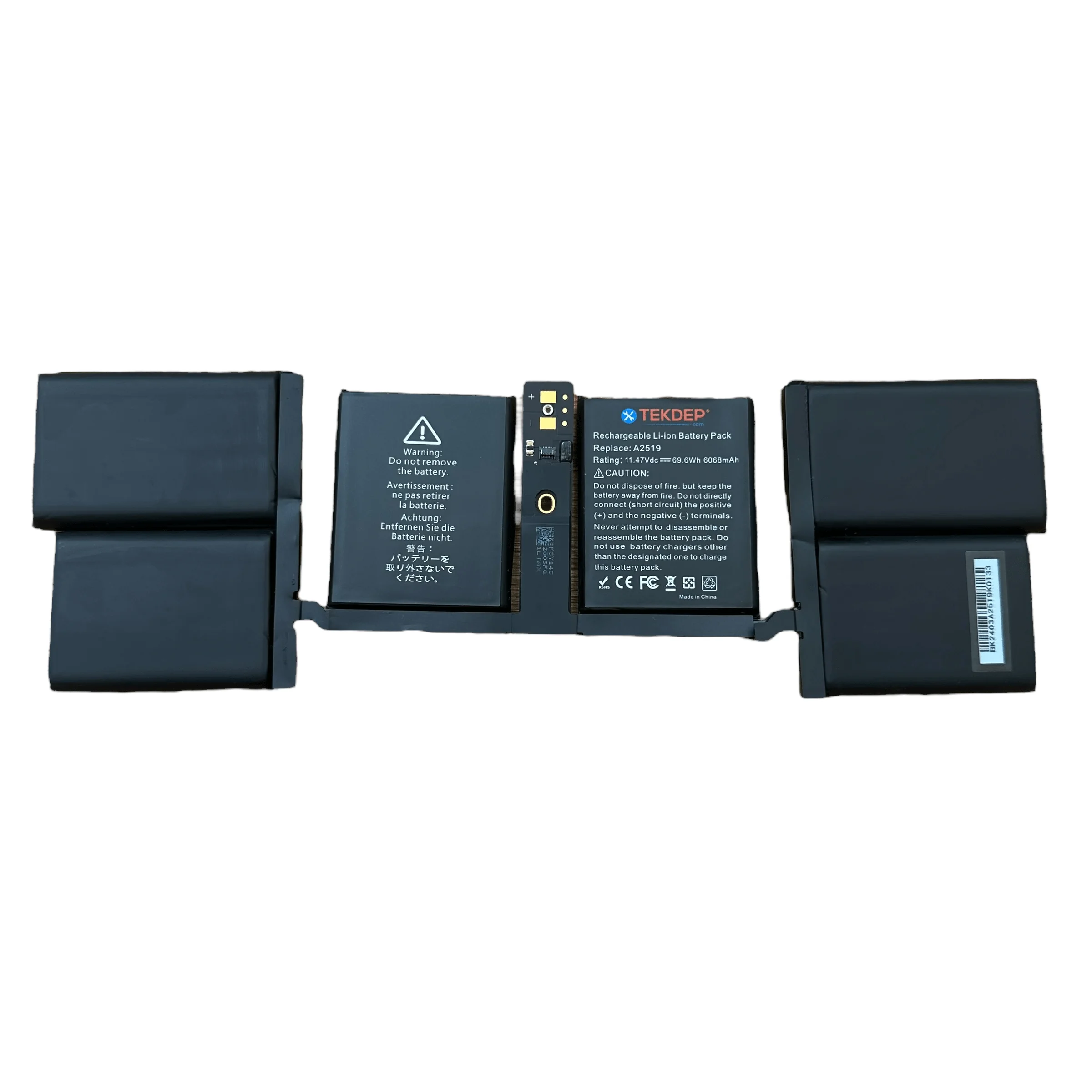 A high-quality replacement MacBook Pro 14 inch A2442 battery with its multi-cell structure visible.