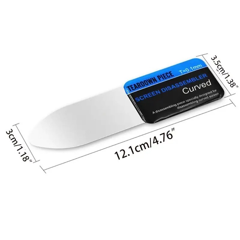 Curved LCD screen spudger tool designed for prying mobile devices and electronics.