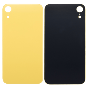 Yellow back glass replacement with 3M adhesive for iPhone XR A1984 (2018), no logo.