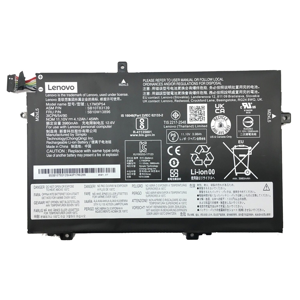 L17M3P54 Laptop Battery Replacement For Lenovo ThinkPad L14 Gen 1 14" 2020