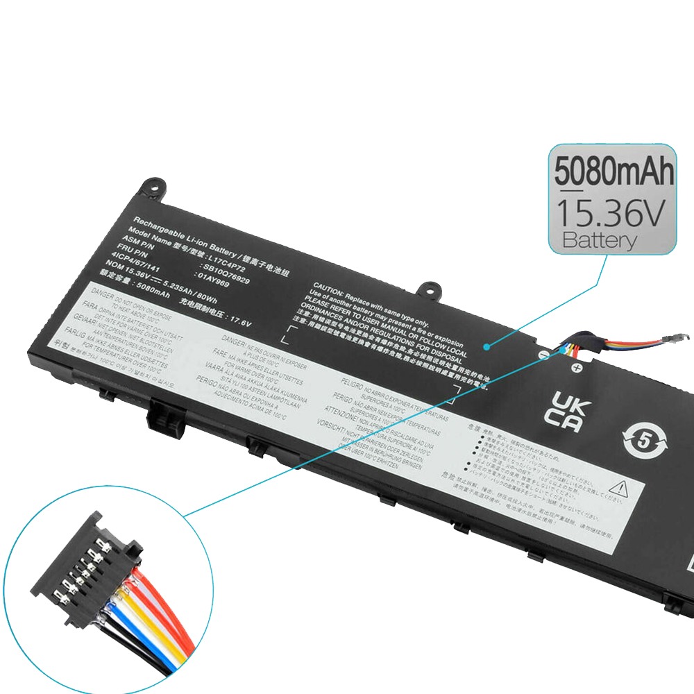 New L17C4P72 Laptop Battery Replacement For Lenovo ThinkPad X1 Extreme Gen 2nd 20QV 20QW 15" 2019