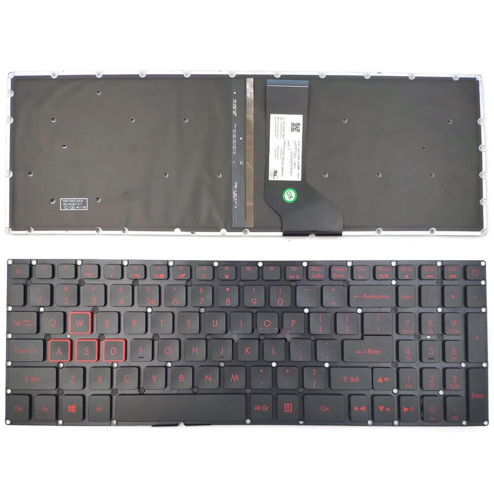 Silver US Keyboard Backlit For Acer Aspire Nitro 5 AN515-51