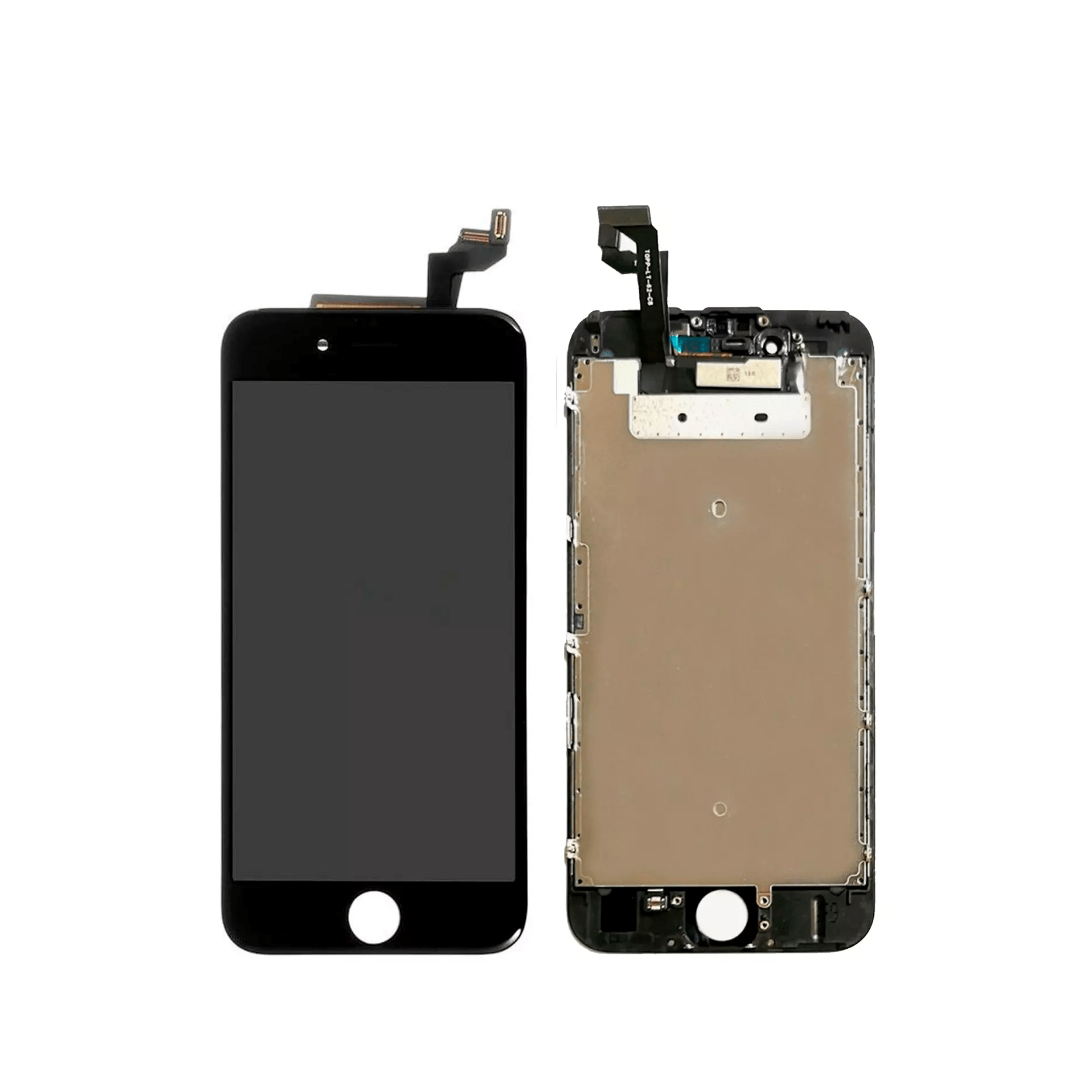 Replacement iPhone 6s LCD Assembly with Steel Plate in Black color, compatible with iPhone 6s A1633 model from 2015.
