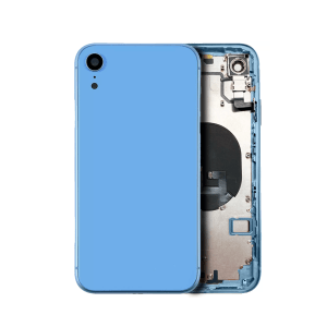 Blue Back Housing with Small Components Pre-Installed for iPhone XR A1984 2018 (No Logo) (Aftermarket Plus)