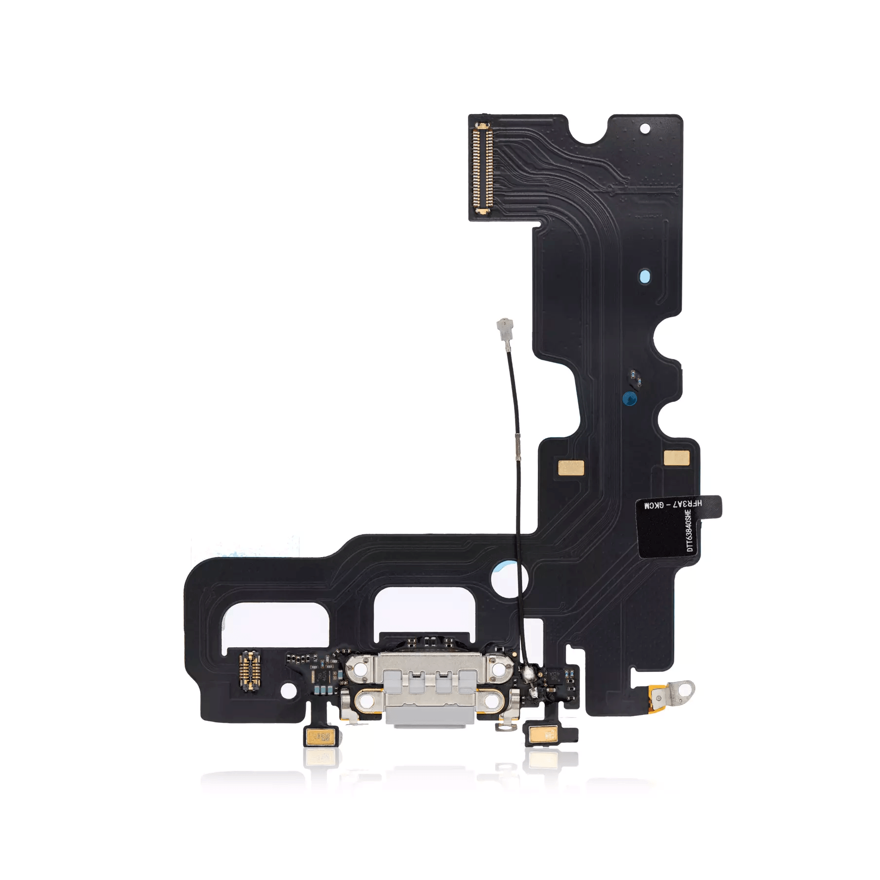 Aftermarket silver charging port flex cable for iPhone 7 A1660 2016 model.