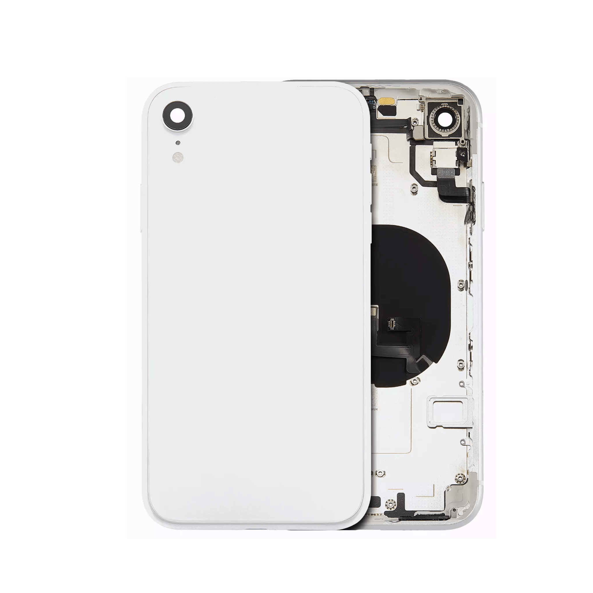 Silver Back Housing with Small Components Pre-Installed for iPhone XR A1984 2018 (No Logo) (Aftermarket Plus)