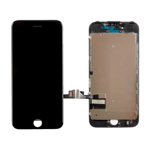 Black LCD Assembly with Steel Plate for iPhone 7 A1660 2016, Aftermarket Pro: XO7 Incell