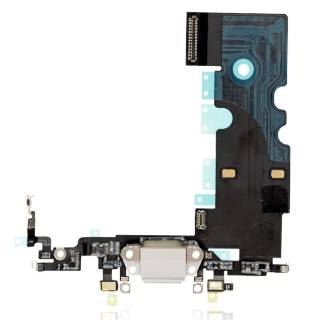 iPhone 8 A1863 charging port flex cable replacement in silver color.