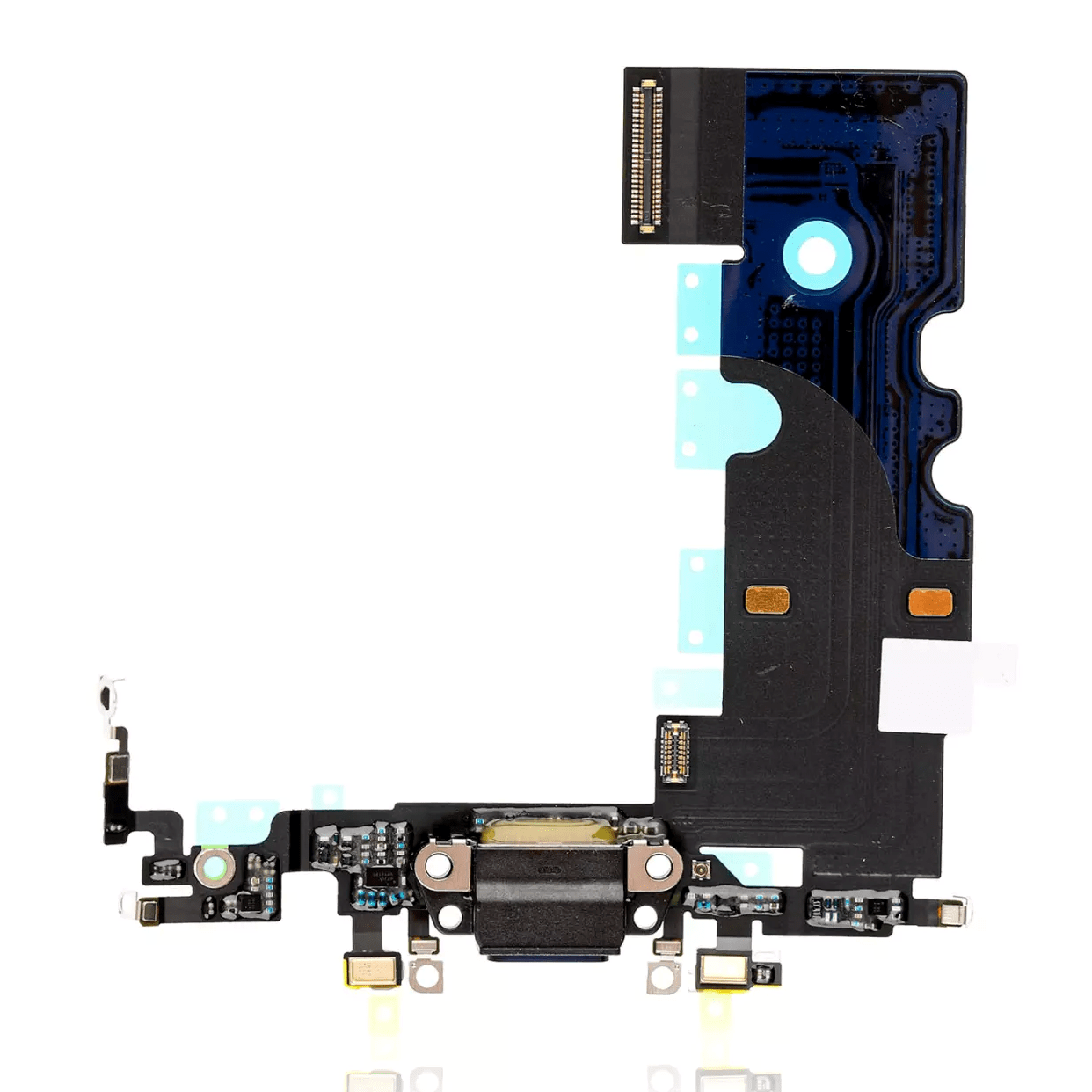 iPhone 8 A1863 charging port flex cable replacement in Space Gray color.