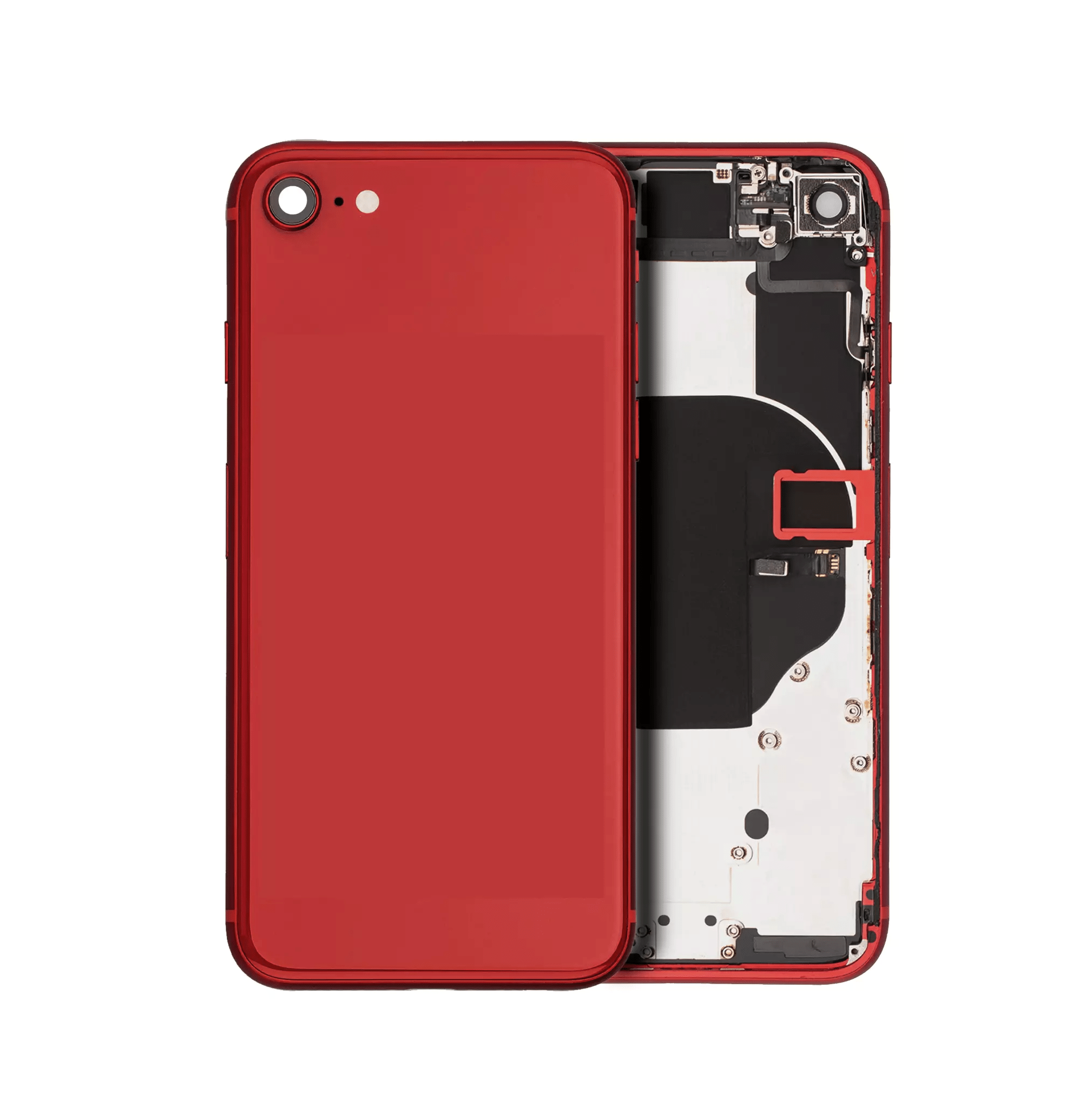 New Red back housing for iPhone 8 A1863 with pre-installed small components, without logo.