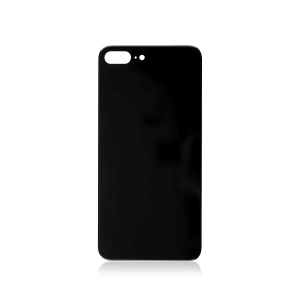 Space Gray back glass replacement with 3M adhesive for iPhone 8 Plus A1864 2017 model without logo/large camera hole.
