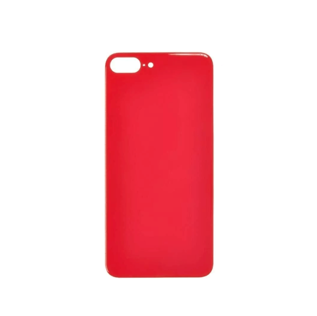 Red back glass replacement with 3M adhesive for iPhone 8 Plus A1864 2017 model without logo/large camera hole.