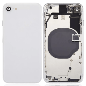 White Aftermarket Back Housing with Small Components Pre-Installed for iPhone SE A2296 2020 (No Logo)