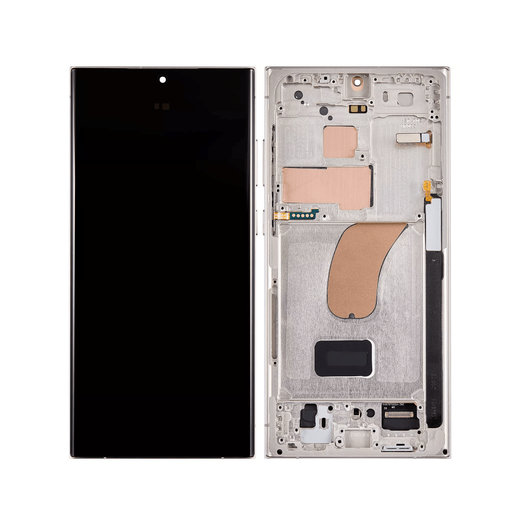 Cream OLED Assembly with Frame for Samsung Galaxy S23 Ultra - Aftermarket Plus