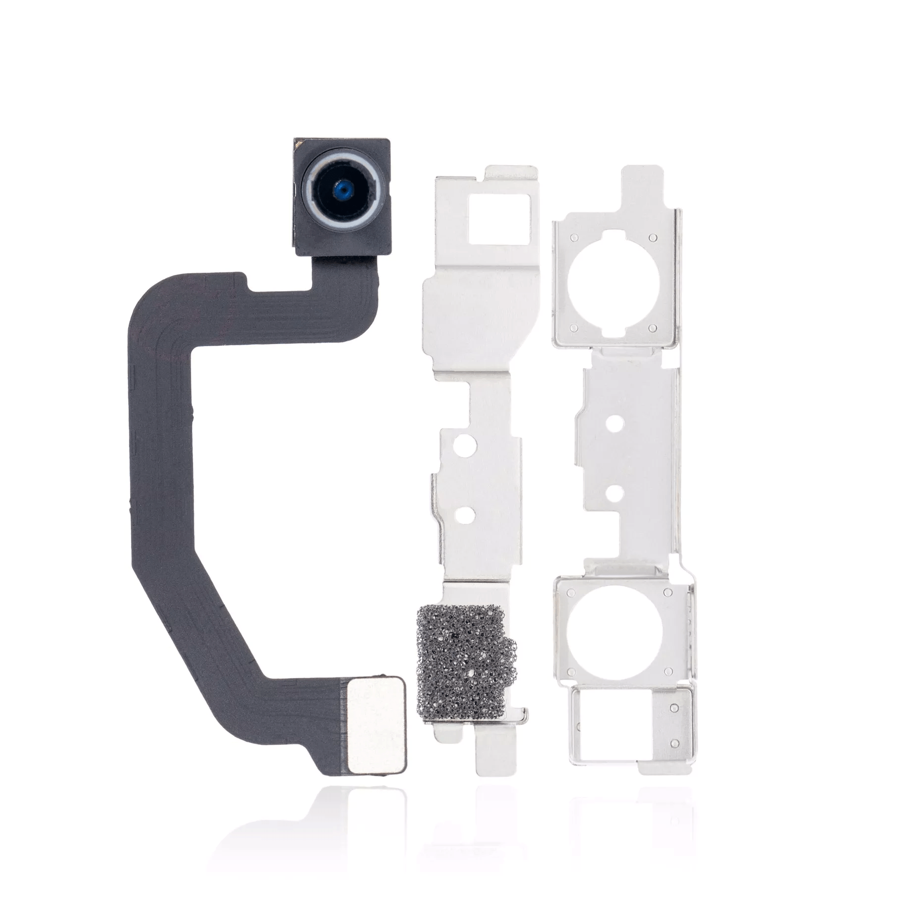 High-resolution front camera module with a bracket designed for iPhone XS A1920, released in 2018. Decoupling is required for installation.