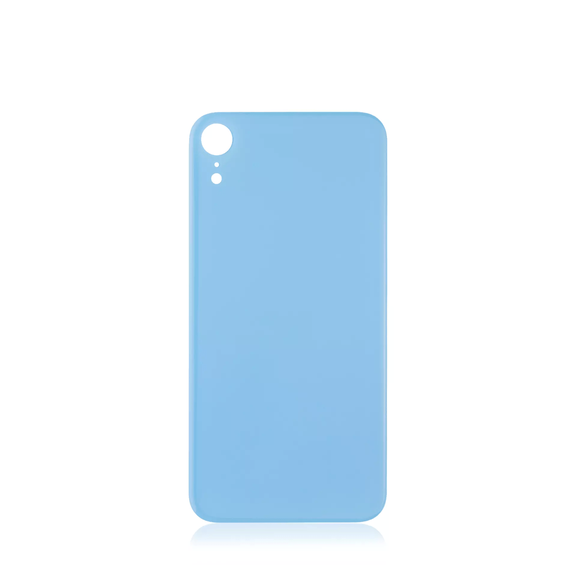 Blue back glass replacement with 3M adhesive for iPhone XR A1984 (2018), no logo.