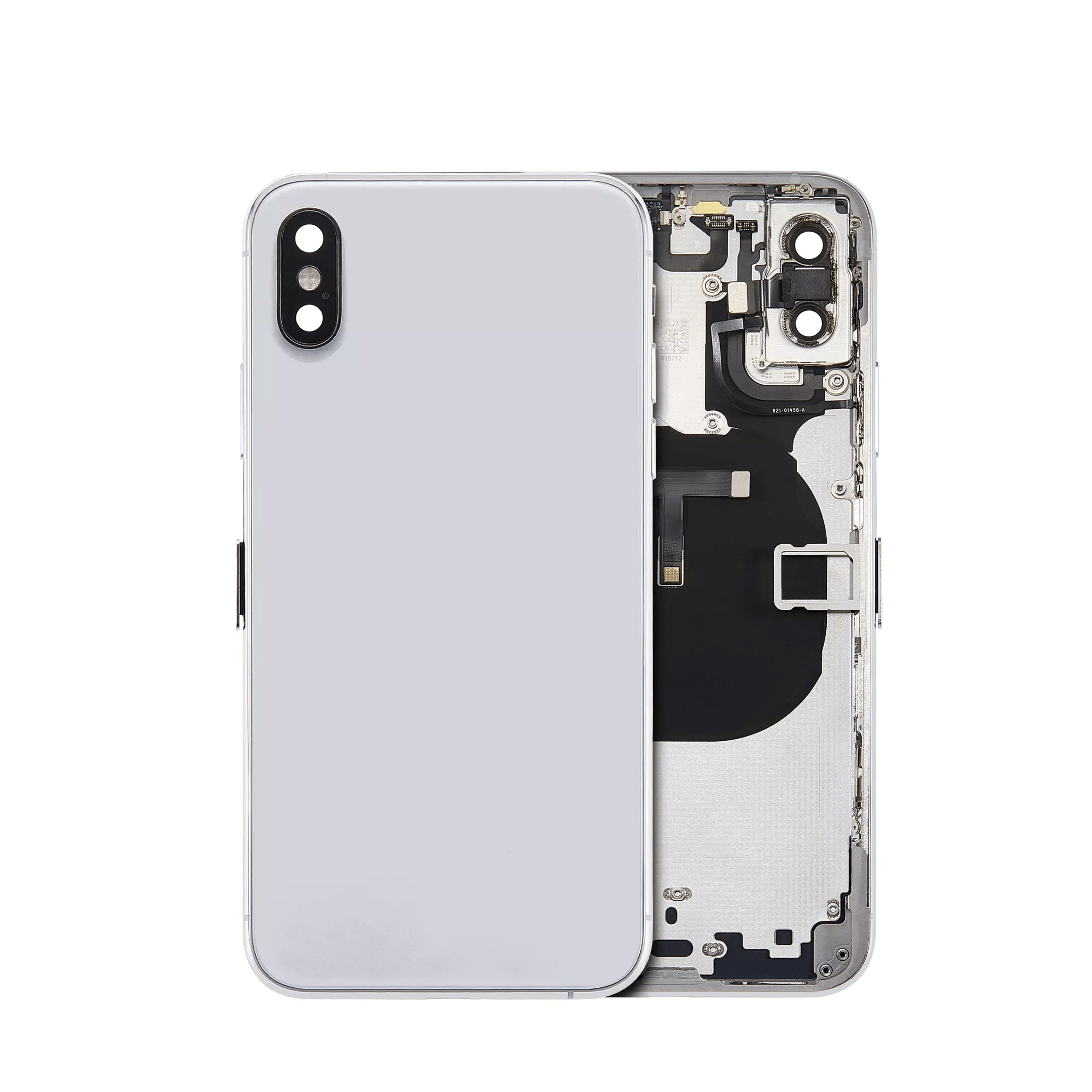 New back housing for iPhone XS A1920 2018 in silver, with small components pre-installed