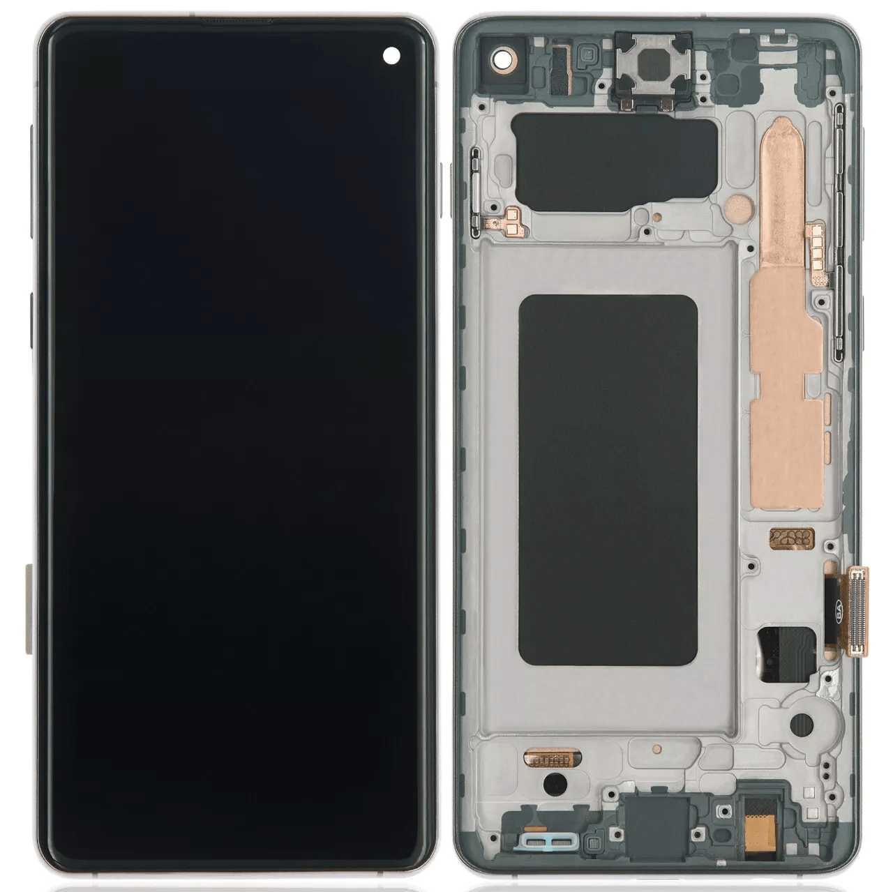 Samsung Galaxy S10 LCD Assembly in Prism Black without fingerprint sensor.