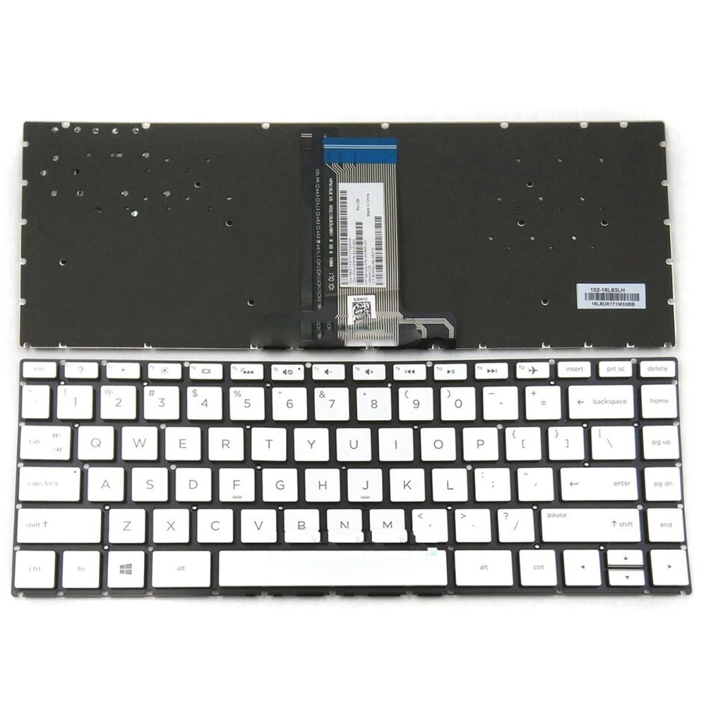 New Silver Keyboard US Backlit Replacement For HP Pavilion x360 14-BA 14" 2017