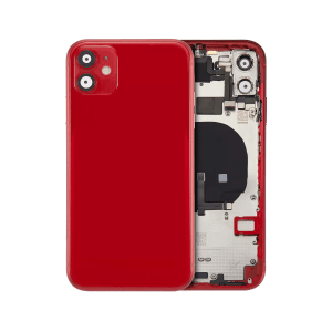 Red iPhone 11 A2111 back housing with pre-installed small components