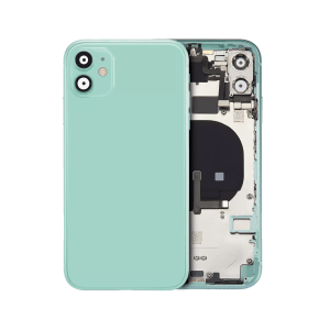 Green iPhone 11 A2111 back housing with pre-installed small components