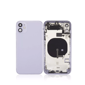 Purple iPhone 11 A2111 back housing with pre-installed small components