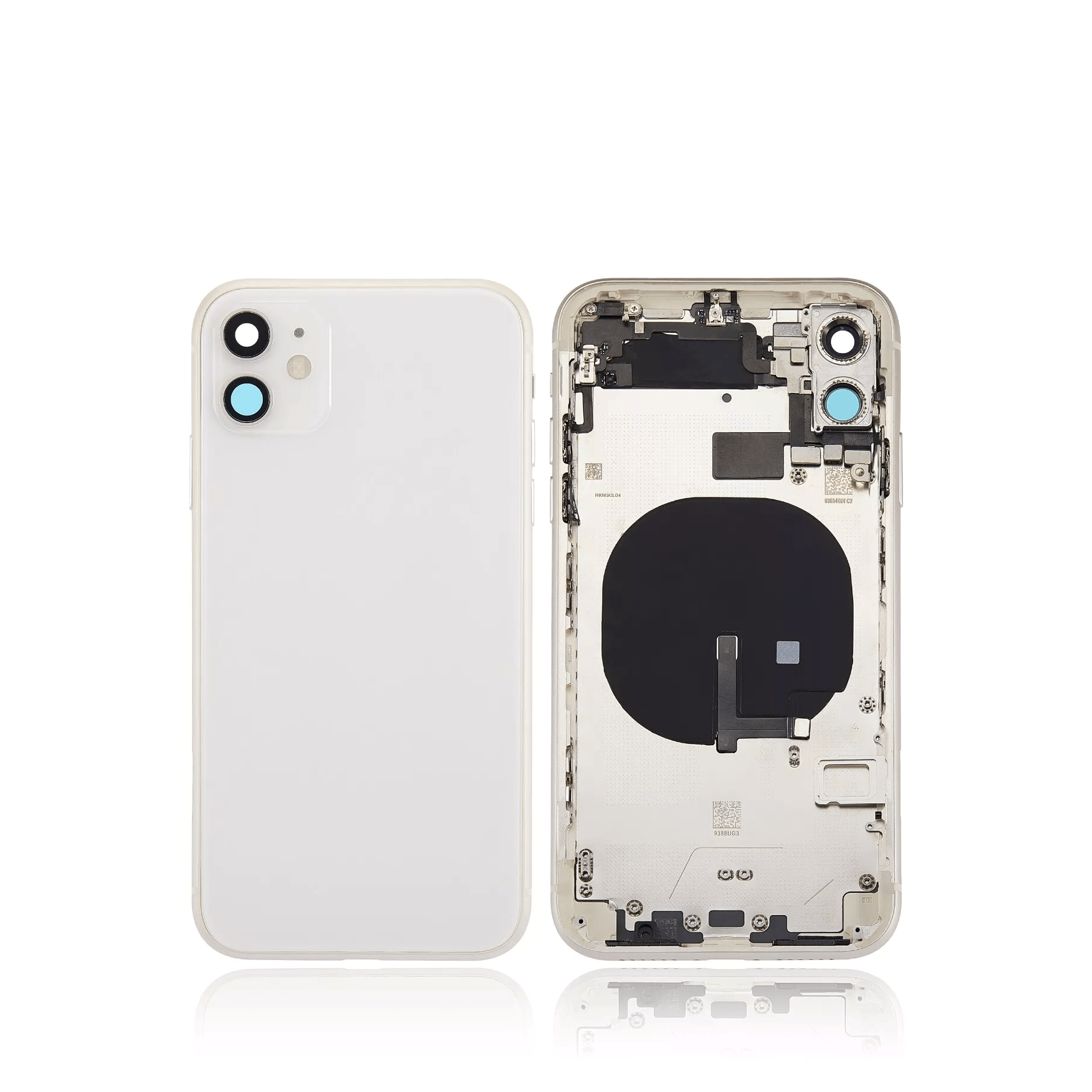 White iPhone 11 A2111 back housing with pre-installed small components