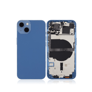 Blue back housing with small components pre-installed for iPhone 13 A2482 (US Version).