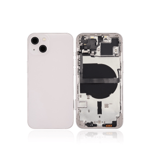 New back housing for iPhone 13 A2482 with pre-installed small components in pink color.