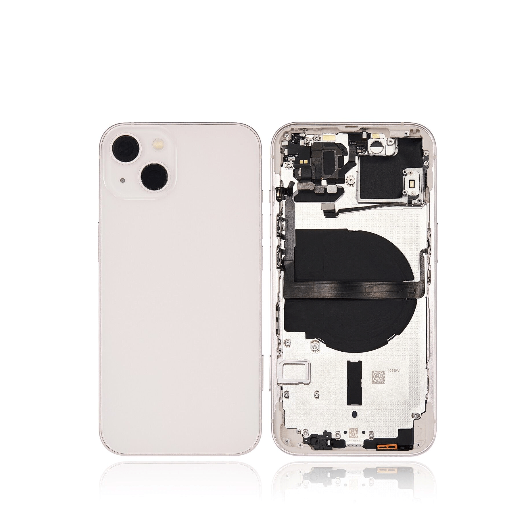 Pink back housing with small components pre-installed for iPhone 13 A2633, International Version.