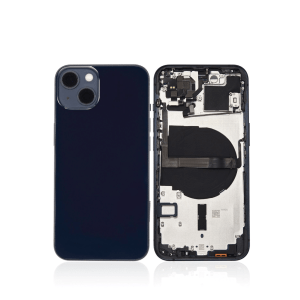 New back housing with small components pre-installed for iPhone 13 A2633 (International Version) in Midnight color.