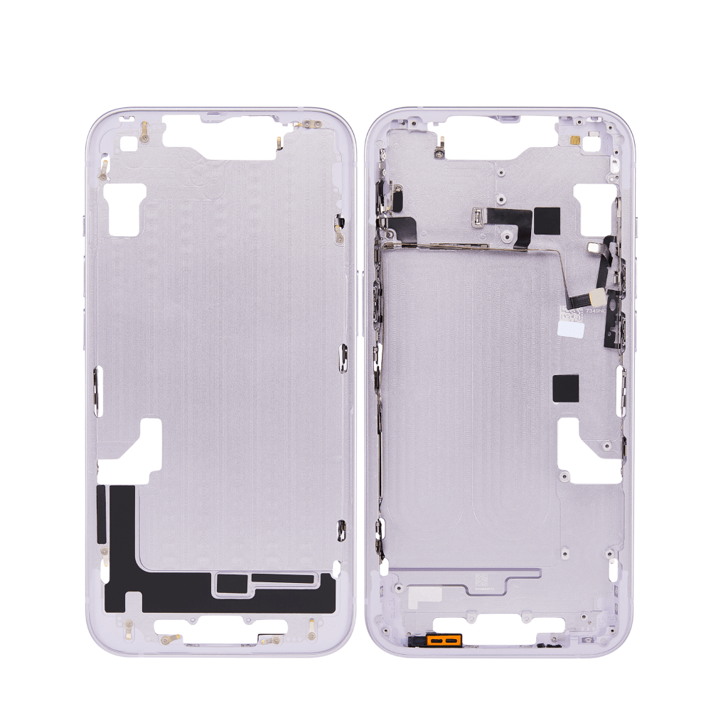 Purple iPhone 14 A2649 mid-frame housing.