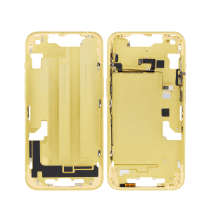 Yellow iPhone 14 A2649 mid-frame housing.