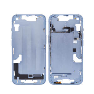 Blue iPhone 14 A2649 mid-frame housing.