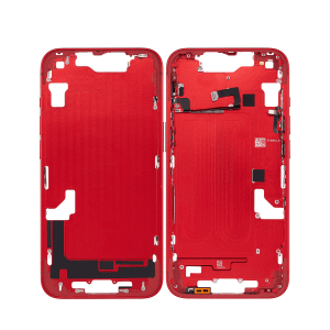 Red iPhone 14 A2882 mid-frame housing.