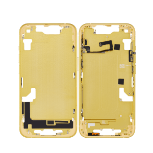 Yellow iPhone 14 A2882 mid-frame housing.