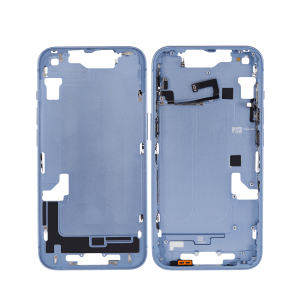 Blue iPhone 14 A2882 mid-frame housing.