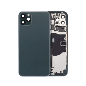 iPhone 11 Pro Max A2161 Midnight Green back housing with components.