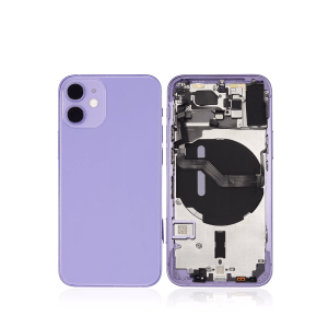 Purple iPhone 12 Mini A2399 back housing with small components pre-installed for the international version