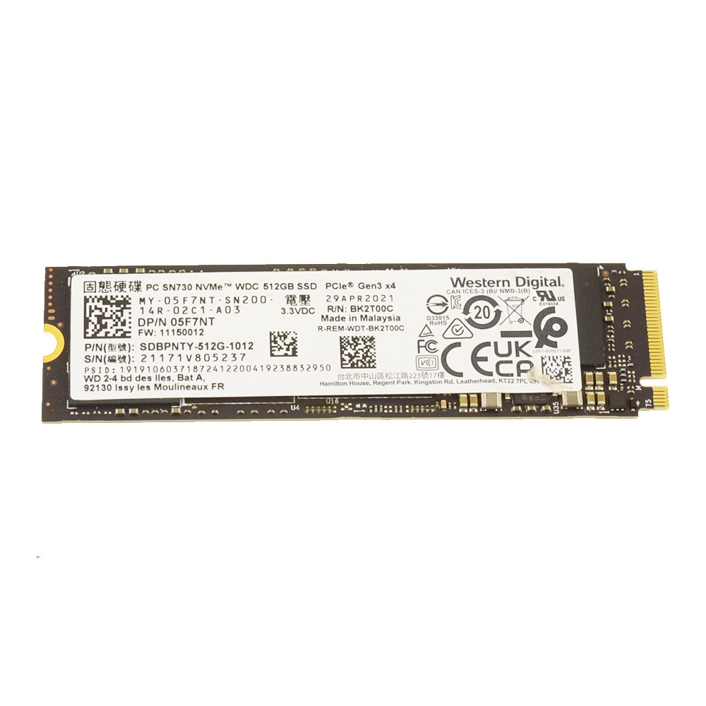 New 5F7NT Western Digital SN730 512GB NVMe PCIE SSD Hard Drive M.2 2280 Card Replacement For Dell Latitude 5310 13"