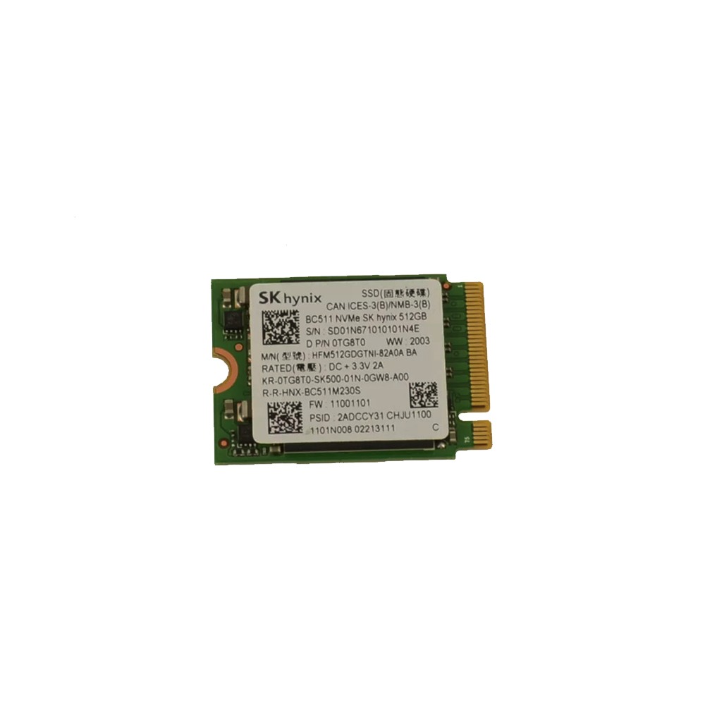 TG8T0 SK Hynix BC511 512GB NVMe PCIE SSD Hard Drive M.2 2230 Card For Dell Latitude 5310