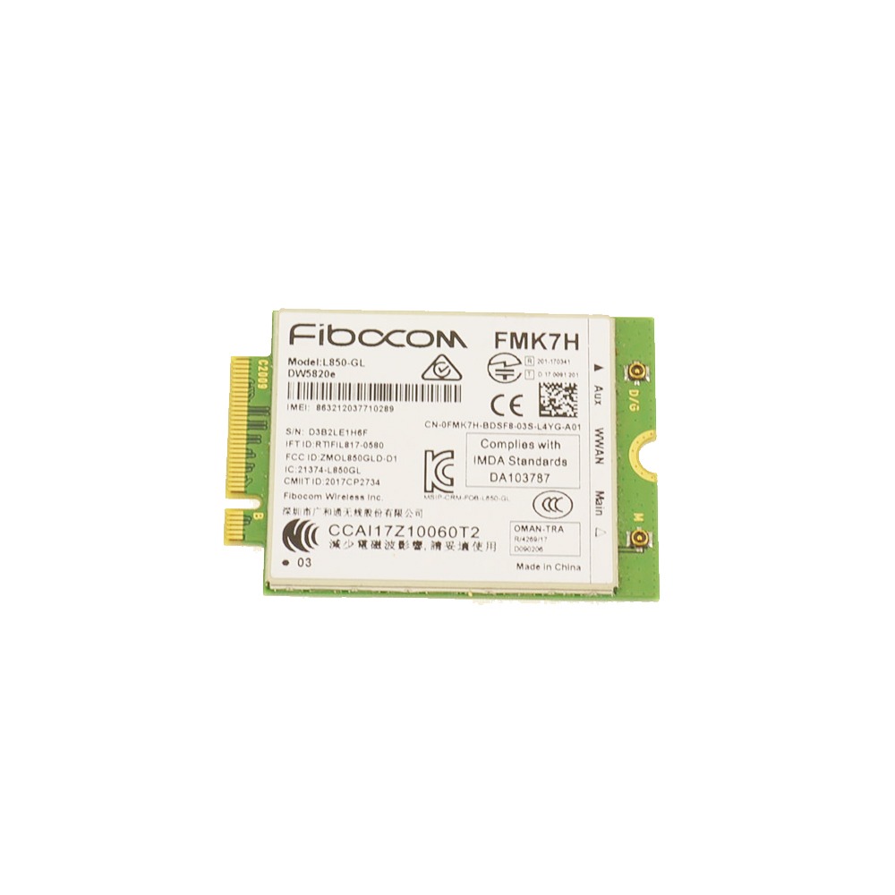 FMK7H Wireless 5820E M.2 Mobile Broadband 4G LTE WWAN Card For Dell Latitude 5310