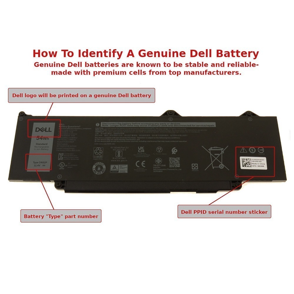 DR02P 54Wh 3-cell Laptop Battery For Dell Latitude 5440 3540 5540 5340 3440 Precision 3490 3580