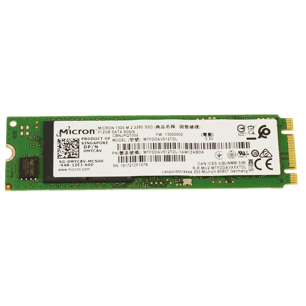 New MYC8V Micron 512GB SATA SSD Hard Drive M.2 2280 Card Replacement For Dell Latitude 5414 Rugged 14"