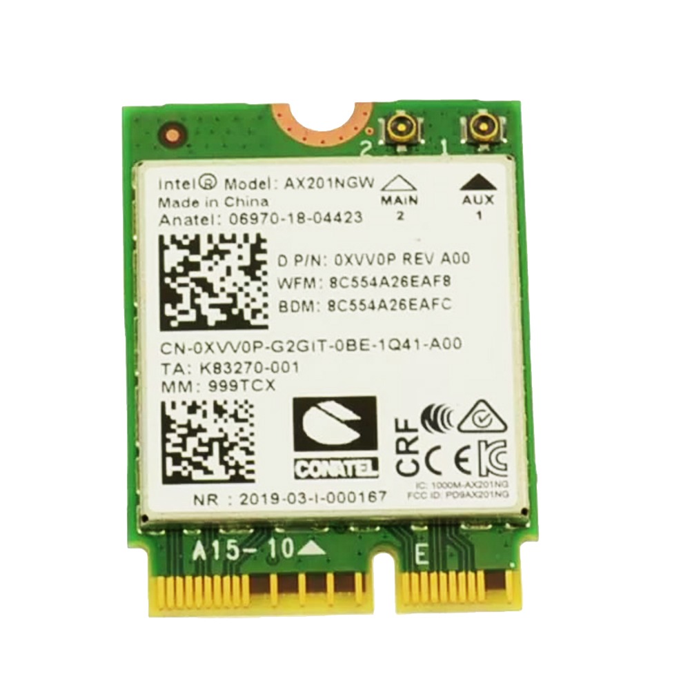 New XVV0P Intel Wireless AX201 WLAN WiFi 802.11ax Bluetooth 5.1 M.2 Card Replacement For Dell Latitude 5421 14"