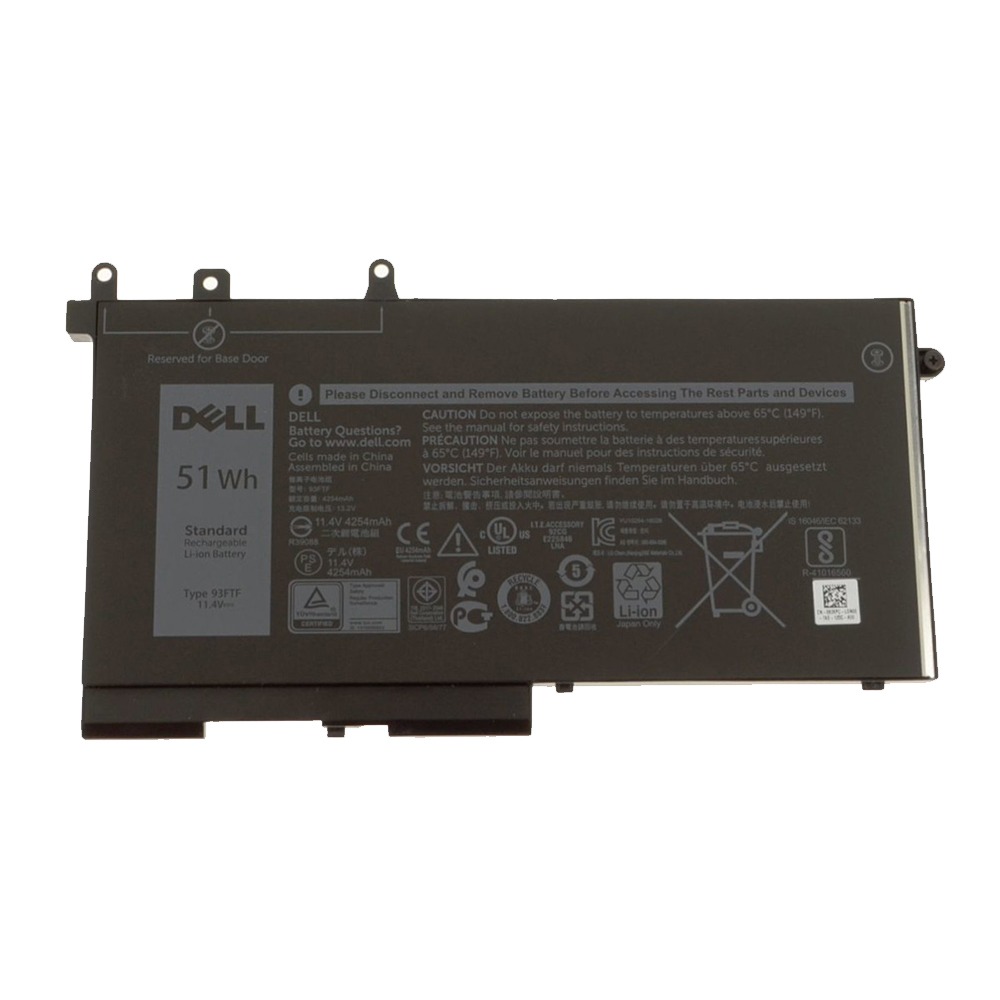 New 93FTF 3-Cell 51Wh Laptop Battery Replacement For Dell Latitude 5480 5580 5280 14"