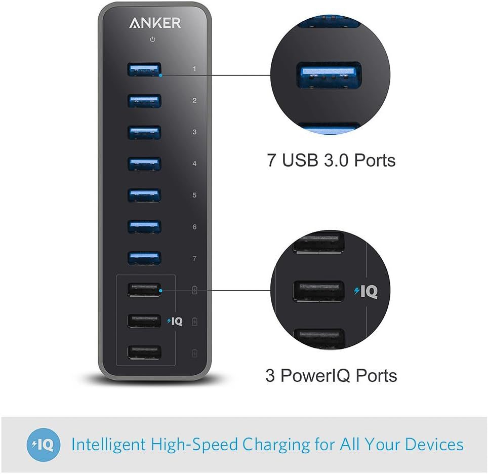 Anker 60W 10-Port USB 3.0 Data Hub -
