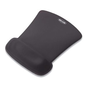 Belkin WaveRest Gel Mouse Pad in black, featuring GelFlex cushioning and a durable tracking surface.