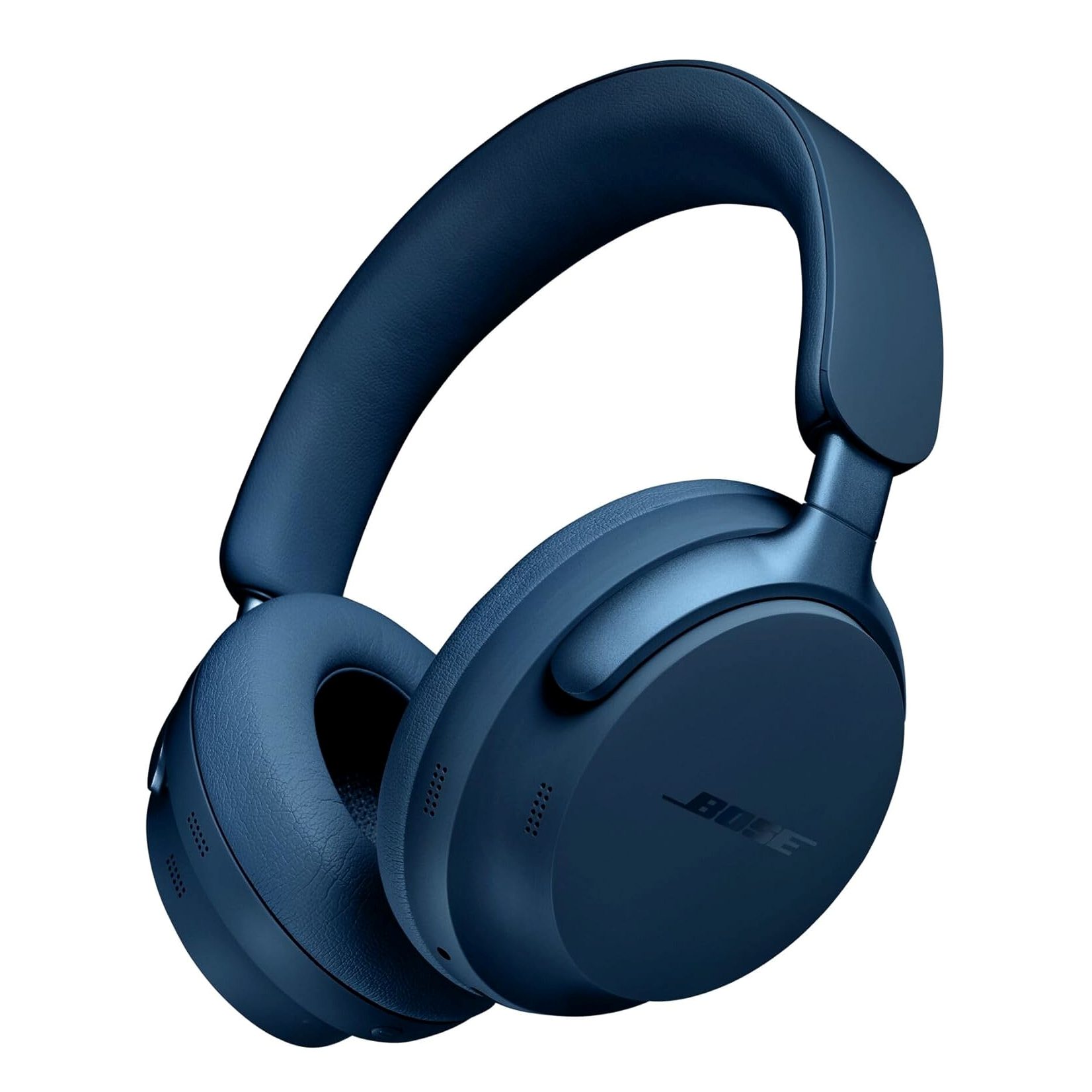 Bose QuietComfort Ultra Bluetooth Headphones with spatial audio and noise cancellation in Lunar Blue.